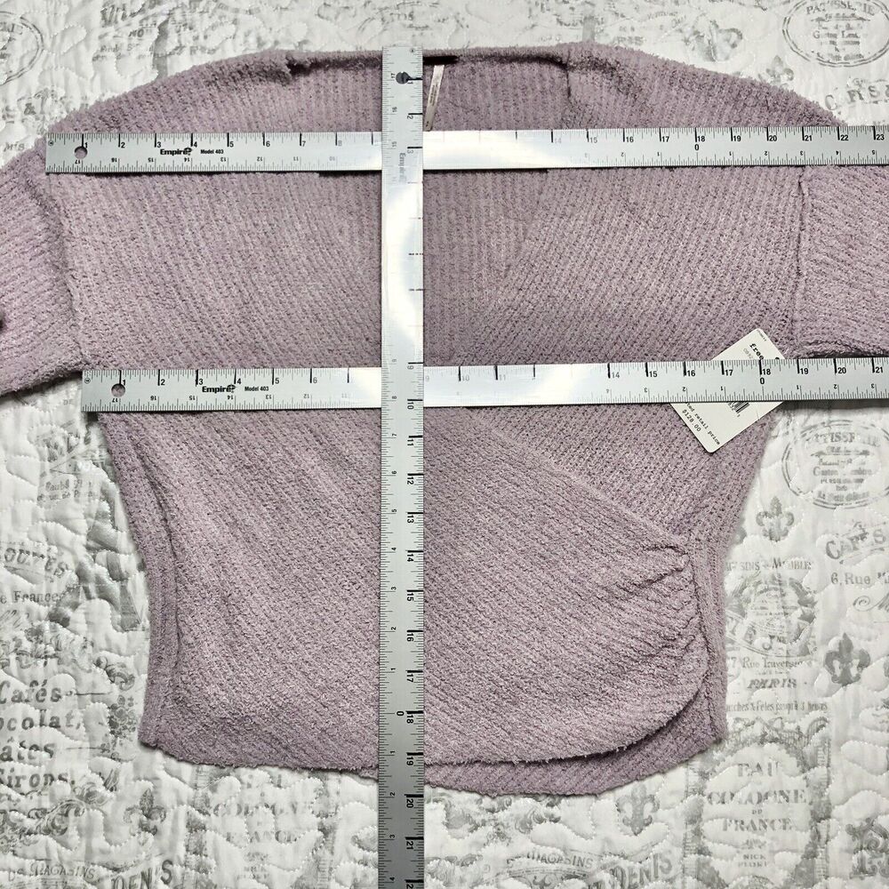 Free People Women Purple Lilac Long Sleeve V-neck Faux Wrap Sweater S OB923359 - Picture 7 of 8